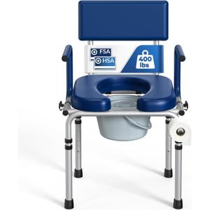 M77 Bedside Commode, Drop Arm Portable Toilet for Adults Seniors