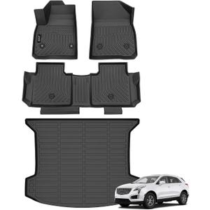Jenofa-Floor Mats for Cadillac XT5 2025-2017 Car Mats Cargo Mat Fit Cadillac XT5 All Weather Non-Slip Waterproof Durable TPE Rubber High Edge Protection Floor Liner Accessories Full Set 2024