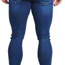 HUNGSON Men's Ripped Skinny Jeans Stretchy Slim Fit Jeans Pants for Men (38, Dark Blue Ripped 2)