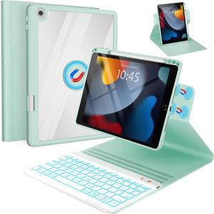 Keyboard Case for iPad 9th/8th/7th Generation 10.2 inch 2021/2020/2019 & ipad Pro 10.5-inch & ipad Air 3 2019-Backlit Detachable keyboard 360° Rotatable Folio Cover with upper pencil holder