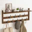 AMBIRD Coat Rack Wall Mount with Shelf, 29" Coat Hooks Wall Mounted with 9 Metal Hooks for Entryway, Bathroom, Bedroom, Living Room, Kitchen, 2 Tier Wall Hooks for Clothes, Hat, Towel, Key, Purse