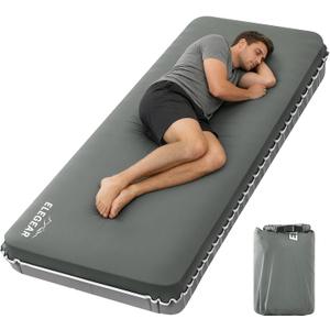Elegear Air & Foam Camping Mattress, CumbreX 4" Ultra-Thick Memory Foam Sleeping Pad with Air Pump, Compact R-Value 9.5 4-Season Camp Mat for Travel Outdoor - Single Grey