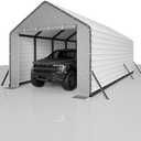 13ft Wide Heavy Duty PE Carport Waterproof Outdoor Garage Shelter for Car, Truck, Boat with Removable Sidewalls, Grey