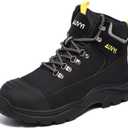 Waterproof Work Boots For Men - Steel Toe Boots Comfortable Safety Wide Toe Shoes for Men, Slip Resistant botas de trabajo para hombre Work Shoes for Industrial & Construction (10.5, Black)