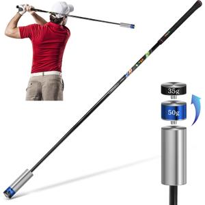 Golf Swing Trainer Aid for Indoor Practice Speed Training, Warm up Stick Improved Rhythm, Grip, Flexibility, Balance, Tempo and Strength with 2 Adjustable Weights