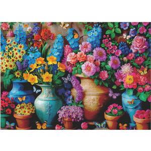 Flowers Puzzles for Adults 1000 Pieces, Retro Rainbow Rose Flower Vases Jigsaw Puzzles, Spring Plant Butterfly Puzzles as Floral Home Decor