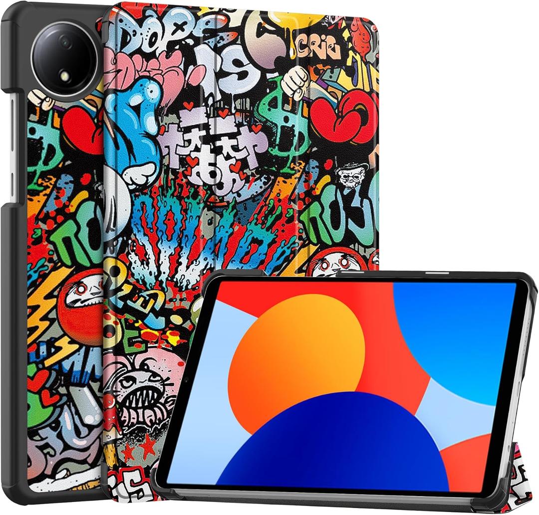 Smart Case for Xiaomi Redmi Pad SE 8.7'' 2024, Ratesell Lightweight Trifold Stand Smart Case Cover with Auto Wake/Sleep for Xiaomi Redmi Pad SE 8.7'' Graffiti