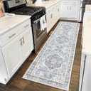 Runner Rug 28, Vintage Boho Rug,Ultra-Soft Low Pile, Washable, Non Slip,Stain Resistant Printed Carpet for Hallway Kitchen Living Room Bedrooms Playroom Office, Light Blue