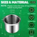 Tessco for you 2 Pcs Table Cup Holder Inserts Stainless Steel Drop in Drink Cup Holder Insert Metal Table Accessories for Casino Desk Car Trucks Boat Sofa Cupholder Storage