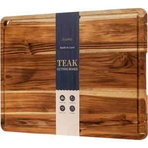 24”×18” Teak Wood Cutting Board for Kitchen, Knife-Friendly Chopping Boards with Juice Grooves, Heavy Duty Wooden Boards for Meat, Fruit & Cheese, Ideal Housewarming Gift