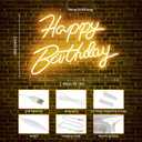 Happy Birthday Neon Sign for Wall Decor,LED Neon Light Sign with Dimmable Switch,Happy Birthday Light Up Sign Banner for Birthday Party,Backdrop Decoration(16.5"x9")