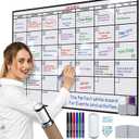 Large Dry Erase Calendar for Wall, 36x48, Large Wall Calendar Dry Erase, Big White Board for Office, Home & School, Giant Erasable Whiteboard, Jumbo Monthly Undated Reusable White Board Planner