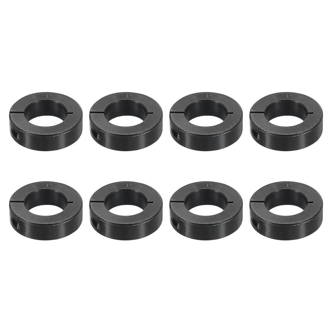uxcell 8pcs Single Split Shaft Collar 1" Bore One-Piece Clamping Collar, 1-3/4" OD, 1/2" Thickness, Black Oxide Steel Set Screw Lock Collar Clamp