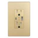 LIDER USB-C 36W Power Delivery Wall Outlet, Duplex Tamper-Resistant Receptacle with USB Type-C/USB Type-A Charging Ports, Interchangeable Face Cover, Modern, UL Listed, Wall Plate Included, Gold