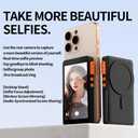 Selfie Monitor Screen for iPhone, Magnetic Screen Mirroring Back Camera Monitor with Desktop Stand 3-Level Brightness Bluetooth Focus Selfie Monitor Screen for YouTube Vlog Live Stream TikTok (White)