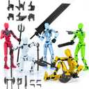 5-Pack(Assembly Completed) T13 Action Figure Set, Titan 13 Robot Action Figure 3D Printed robo 13 Articulated, Dummy for Collectors Desktop Decorations, Black Green Red White Blue