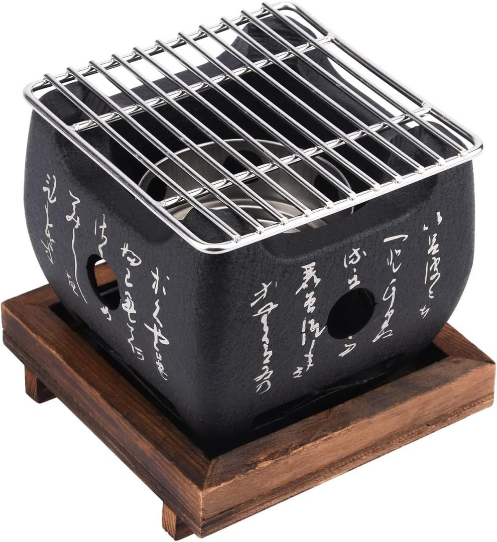 Japanese Style BBQ Grill, Japanese Barbecue Grill Portable Barbecue Stove Japanese Food Charcoal Stove/BBQ Plate Household Barbecue Tools Accessories (BBQ Grill (12X12cm))