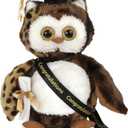 Bearington Wisdom Class of 2025 Graduation Plush Owl Stuffed Animal, Black Cap with Diploma & Sash, 8.5 Inch