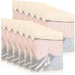 12 Pcs Large Organic Cotton Mesh Laundry Bags Breathable Mesh Machine Washing Bag for Delicates Lingerie Garments Pants Shoes Travel Storage(15.8 x 19.7 Inch)