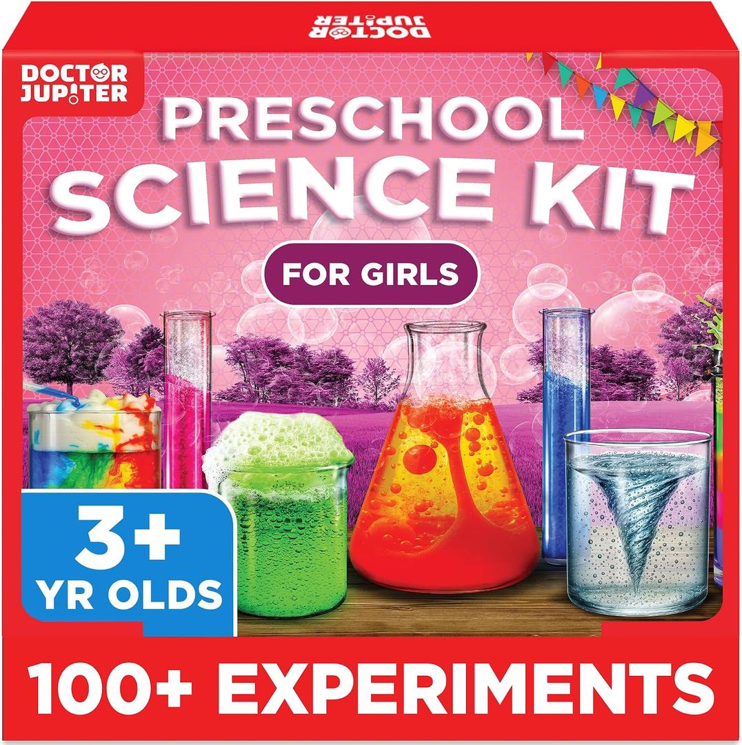 Doctor Jupiter Preschool Science Kit for Kids Ages 3-5 | Toddler Learning Activities, Birthday Gift Ideas for 3-4-5 Year Old Girls | Learning & Educational Toy STEM Kit with 100+ Experiments, 9.8 x 11.6 x 1.8 inches