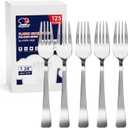 125 Count Silver Plastic Forks Heavy Duty, 7.28 Inch Forks Disposable Heat Resistant Durable Silver Plastic Disposable Utensils for Parties, Wedding, Daily Events