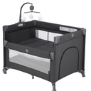 2-in-1 Pack and Play with Mattress,Baby Bassinet Bedside Sleeper, Bedside Bassinet & Baby Playpen, Easy Folding Portable Crib for Newborn to Toddlers (Dark Grey)