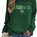St Patricks Day Sweatshirt Women St Patricks Day Shirt Funny Shamrock Sweater Irish Lucky Long Sleeve Pullover Tops (Green, XL)