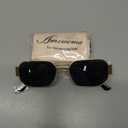 AMOMOMA Retro Rectangle Sunglasses for Womens 90s Y2k Narrow Square Sunglasses Metal Frame Polarized AM6641