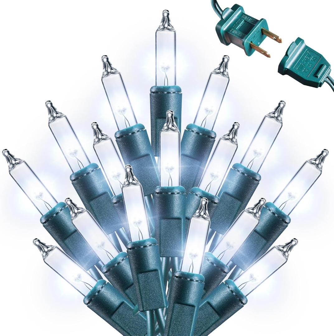 Jyoiat Christmas Lights -2 Pack Total 43FT 200 Count Connectable Waterproof String Lights Brighter Detachable Plug-in Lights Indoor & Outdoor for Christmas Decoration(Cool White)