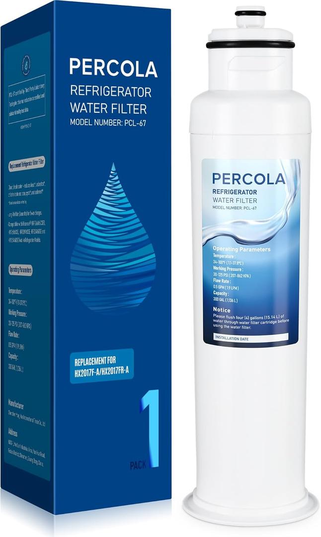 HX2017FR-A/HX2017F-A Water Filter, Compatible with Hisense HRF266N6CSE1, HRF266N6CSE, HRF209N6CSE, HRF254N6TSE, HRF254N6DSE Twist-In Refrigerator Models (1 Pack)