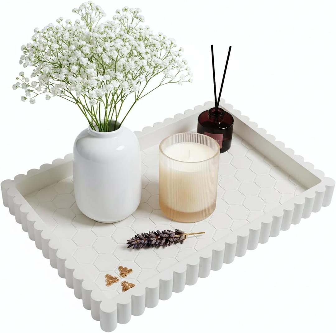 Extra Large Square Concrete Decorative Tray for Coffee Table Tray Decor  Ottoman Tray for Living Room - Bandejas Decorativas  Coffee Table Trays Decorative Centerpiece (Cream)