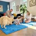 OLANLY 2x3 Machine Washable Small Bedside Rug, Soft Fluffy Shaggy Entryway Throw Rugs for Bedroom, Living Room, Indoor Floor Carpet for Kids Girls and Boys, Home Decor Aesthetic, Bright Blue
