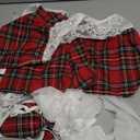 Satohom Women's Sexy Lingerie Schoolgirl Costume Outfit Lace Student Cosplay Roleplay with Bralette Pleated Skirt L