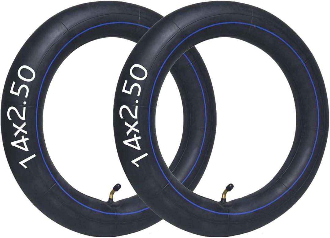 14x2.50 Heavy Duty Replacement Inner Tubes, 14 Inch Replacement Tire, for 14 inch Electric Bike Inner Tubes [Thickened] [45Angled Valve Stem] (2 Pack)