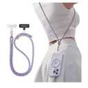 Phone Lanyard Crossbody with 2 Phone Tabs, Adjustable Anti Theft Phone Strap for All Phones, Premium Metal Buckles, Skin-Friendly, Universal Cell Phone Neck lanyard for Women and Men, Purple