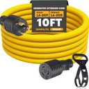 10ft L6-20 Generator Extension Cord Compatible with NEMA L6-20P Male Plug to L6-20R Female Receptacle 3 Prong 20 Amp Locking Power Cord, STW 12 AWG/3C,250 Volt 5000 Watts, ETL Listed