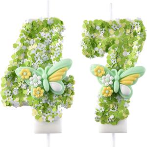 3 x 47 & 74 Birthday Candle, 47th & 74th Cake Candles, Number 47 & 74 Birthday Candles for Cake Topper Decoration, Green