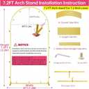 Metal Arch Backdrop Stand 7.2FT Gold Wedding Balloon Arched Backdrop Stand Square Arch Frame for Birthday Valentines Day Party Bridal Baby Shower Ceremony Decoration