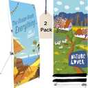 Pack of 2 Reinforced Block Foldable X Banner Stand, Adjustable Tripod 23x63 to 32x71 Inch with 2 Durable Bags for Trade Show Booths, Event Backdrops, Retail Display