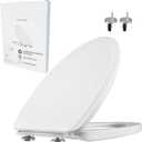 MUU Toilet seat, Slow Close, White heavy duty Toilet Seat with Non-slip Seat Bumpers Easy to Install & Clean PP Material Replacement Toilet Seat Fits All Toilet Brands Elongated Toilets(MU357-PP)