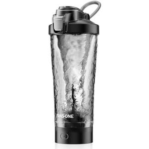 FANS-ONE Premium Electric Protein Shaker Bottle, 24 oz Lockable Blender Shaker Bottles, Made with Tritan, BPA Free, USB Rechargeable Mixer Blender Cup for Protein Shakes, Black