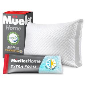 Mueller Gel Memory Foam Pillows, Queen Size, Cooling Pillow, Adjustable Firmness - Ideal Loft Stomach, Back, Side Sleeper Pillow - CertiPUR-US Certified Set Of 4