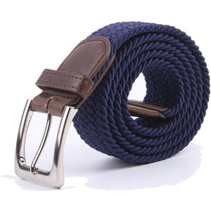Canvas Elastic Fabric Woven Stretch Multicolored Braided Belts (X-Large, Navy Blue)
