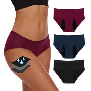 YESWEL Period Underwear For Women, Leak-Proof Hipster, Brief, Heavy Flow, 3 Pack (Large, Multicolor01)