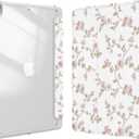 Case for iPad pro 10.5 inch 2017/ iPad Air 3rd Generation 2019, Case with Pencil Holder, Stand Clear Back Cover Cute Cool Design for Women Girls, Auto Sleep/Wake, Pink Flower