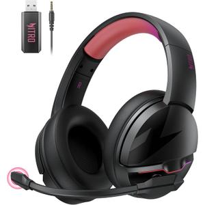acer Wireless Gaming Headset, PS5 Headset with 2.4GHz for Ps5, Ps4, PC, Switch, Bluetooth 5.3 + 100Hrs Gaming Headphones with Noise Canceling Mic for Laptop, Mobile, Mac, 50mm Drivers (Blackpink)