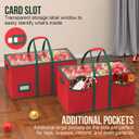 Christmas Ornament Storage Box Store 128 Ornaments, Xmas Ornament Organizer Storage box with Dual Zipper Closure and Adjustable Dividers, Large Holiday Decorations Containers with 8 Individual Trays (Red)