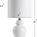 JONATHAN Y 20" White Textured Ceramic and Brass Gold Table Lamp, Glam Bedside Nightstand Lamp for Living Room Bedroom, White Linen Shade, LED Bulb Included JYL1035A