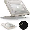 SEYMAC stock Case for MacBook Air 15 inch, Shock-Absorbing Protection with Folding Stand &Mouse Pad Case for MacBook Air 15 inch, Beige