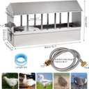 Automatic Chicken Waterer Stainless Steel Large Metal Chicken Waterer System Poultry Waterer Dispenser with Float Valve Kit Hose Accessories for Pigeon, Duck, Goose